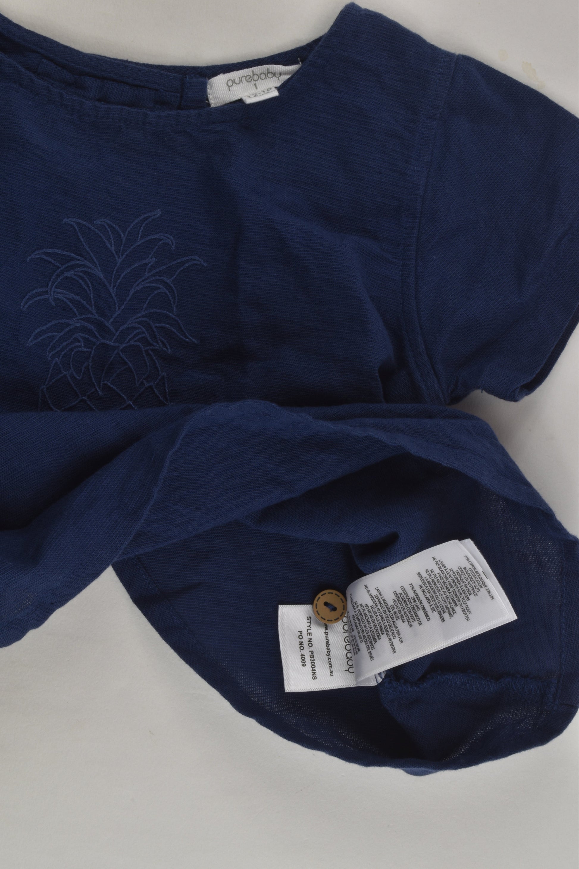 Purebaby Size 1 Linen Blend Blouse