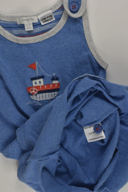 Purebaby Size 1 Short Nautical Overalls