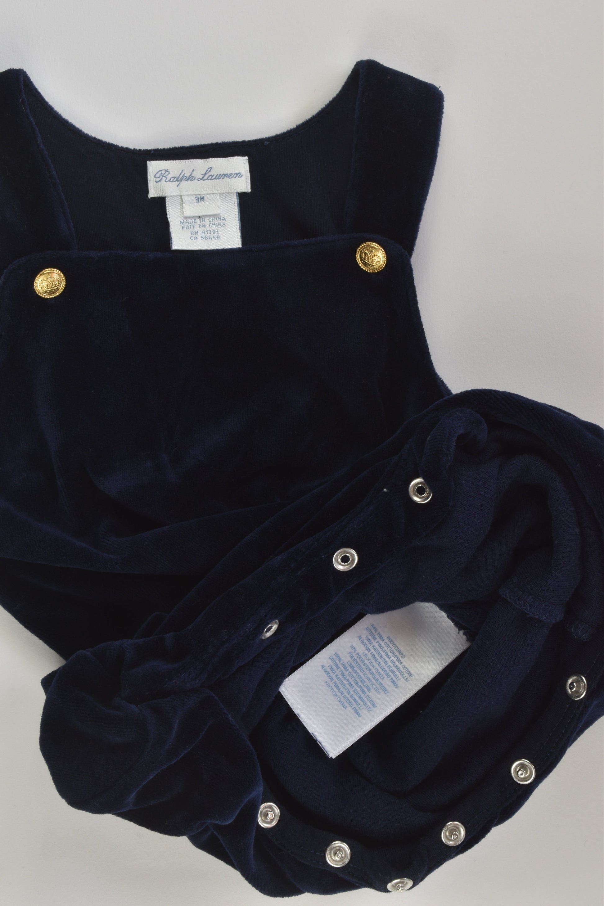 Ralph Lauren Size 000 (3 months) Velour Overalls