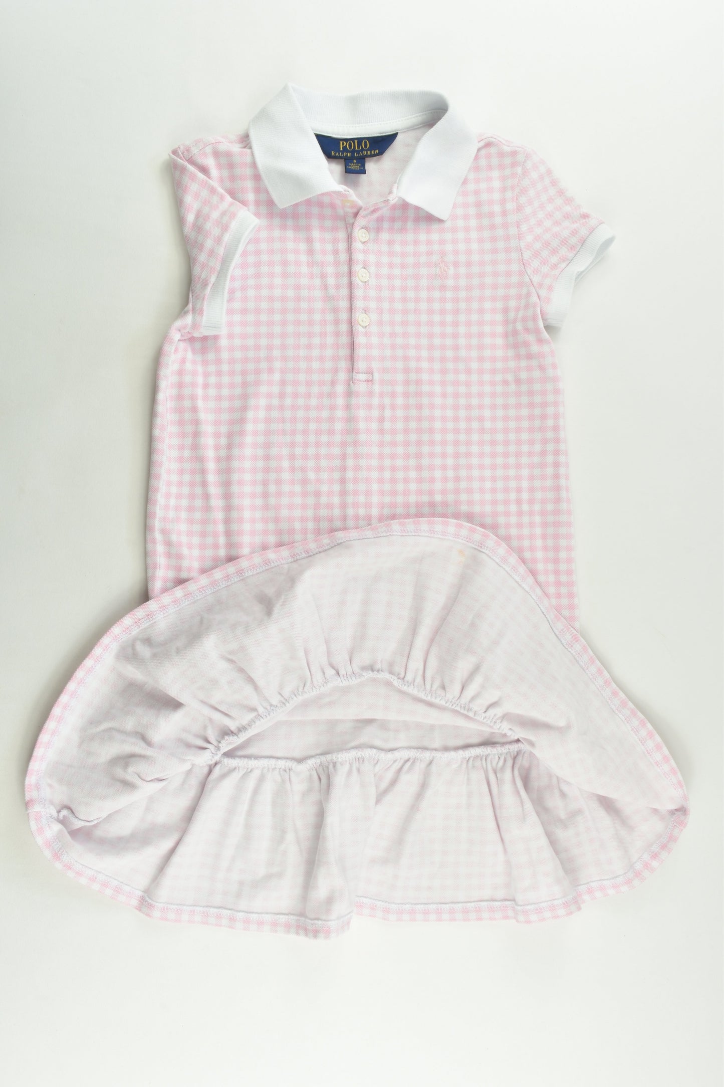 Ralph Lauren Size 6 Checked Pink Polo Dress