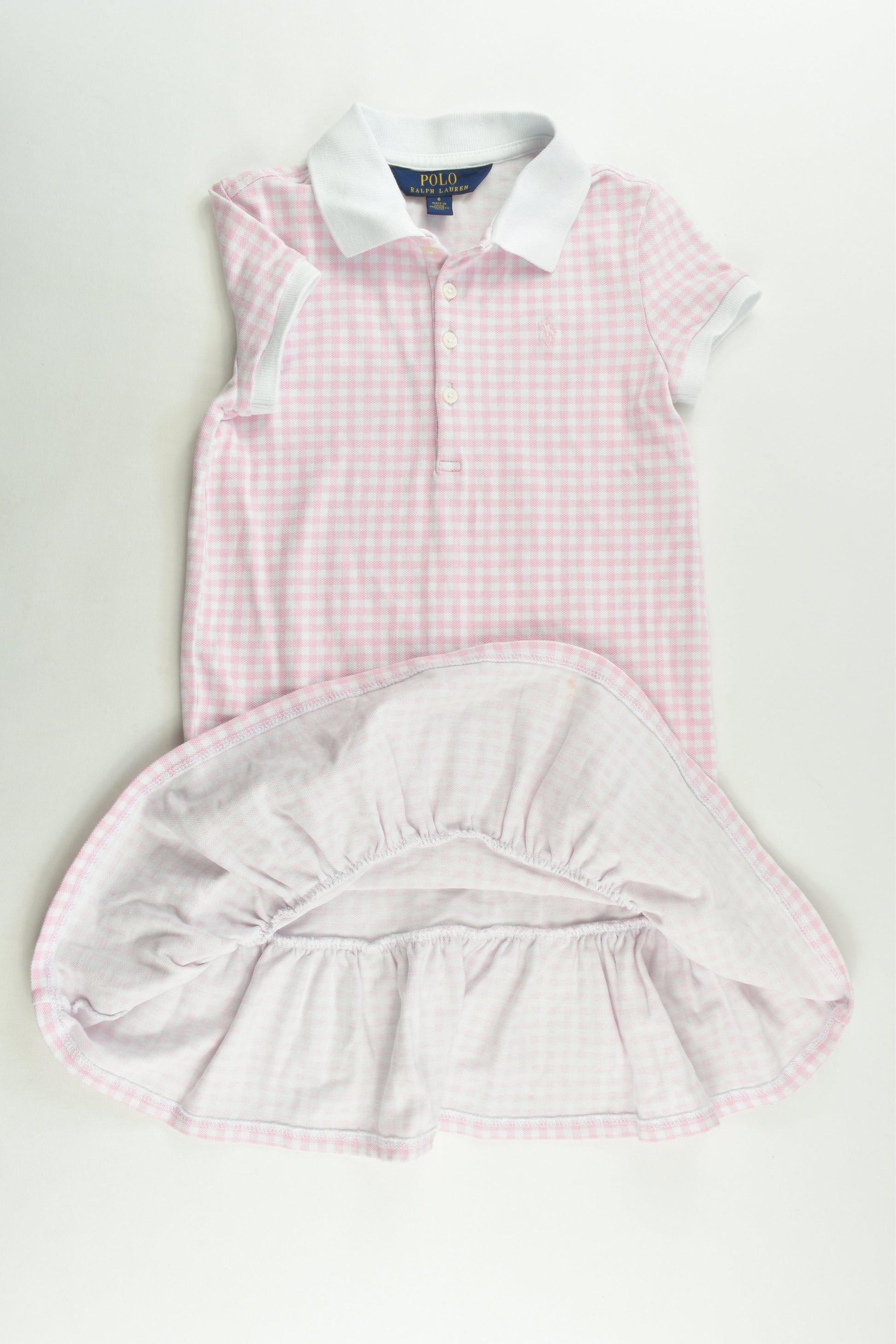 Ralph Lauren Size 6 Checked Pink Polo Dress