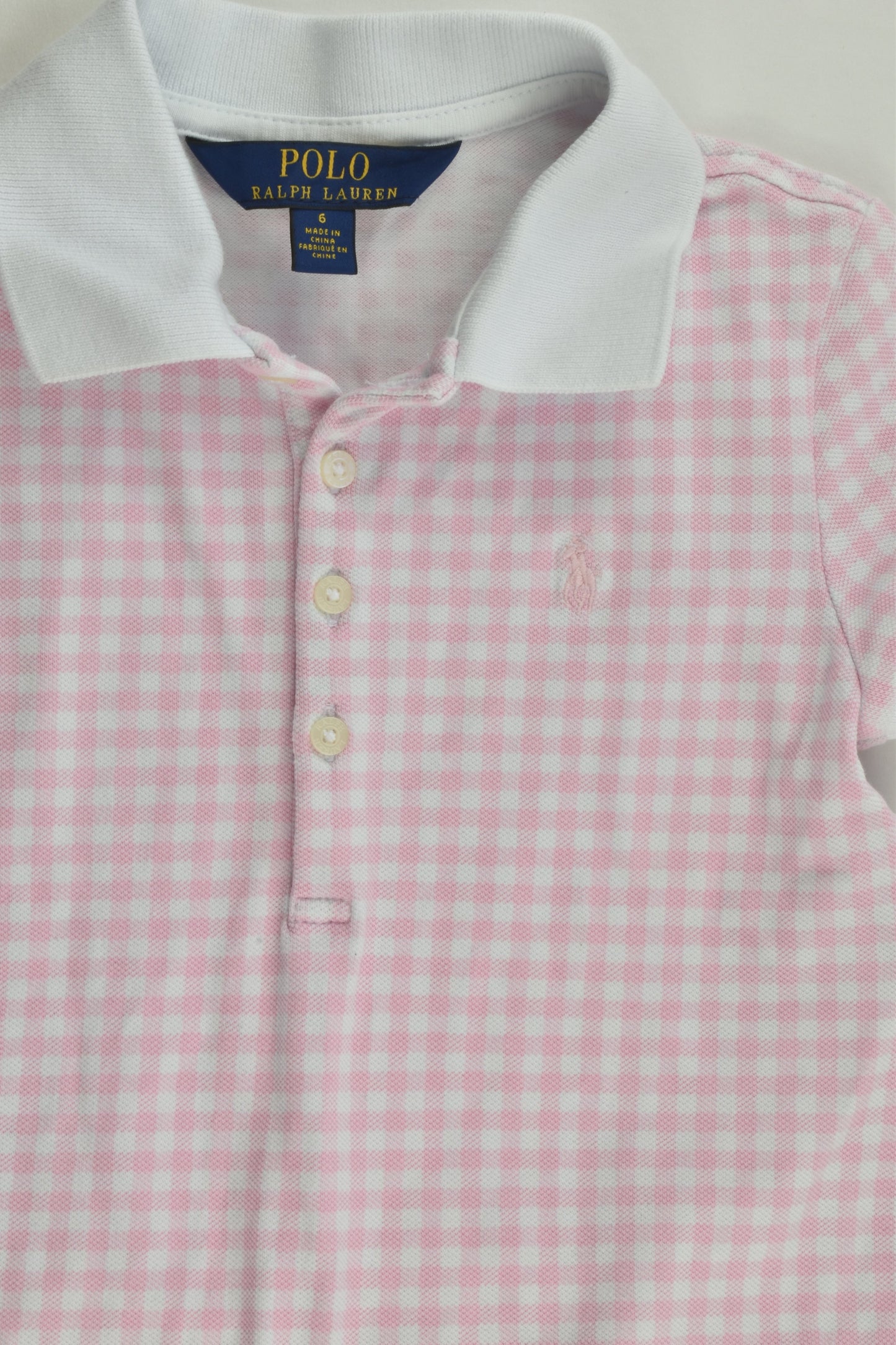Ralph Lauren Size 6 Checked Pink Polo Dress