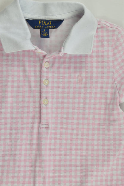 Ralph Lauren Size 6 Checked Pink Polo Dress
