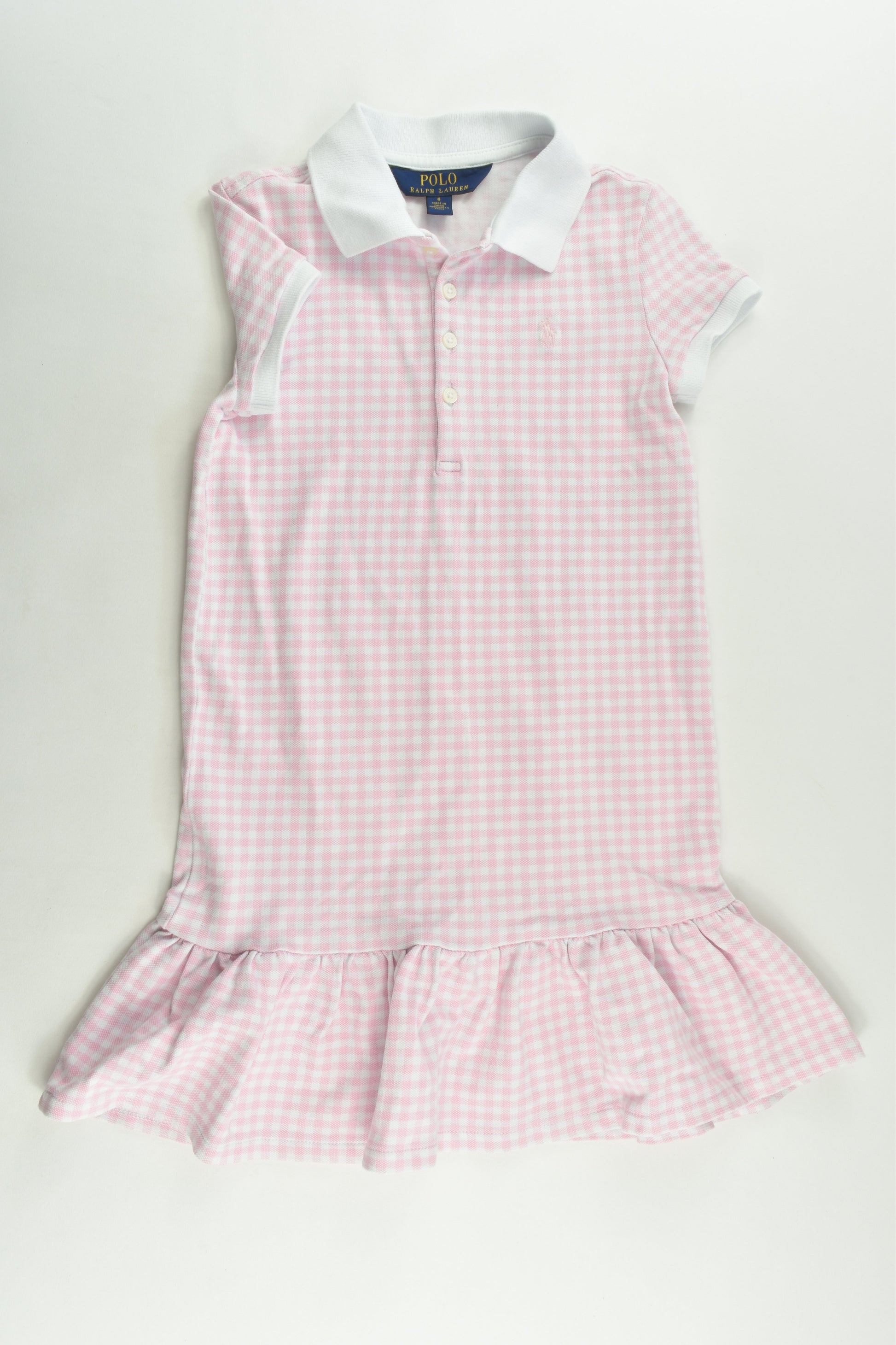 Ralph Lauren Size 6 Checked Pink Polo Dress