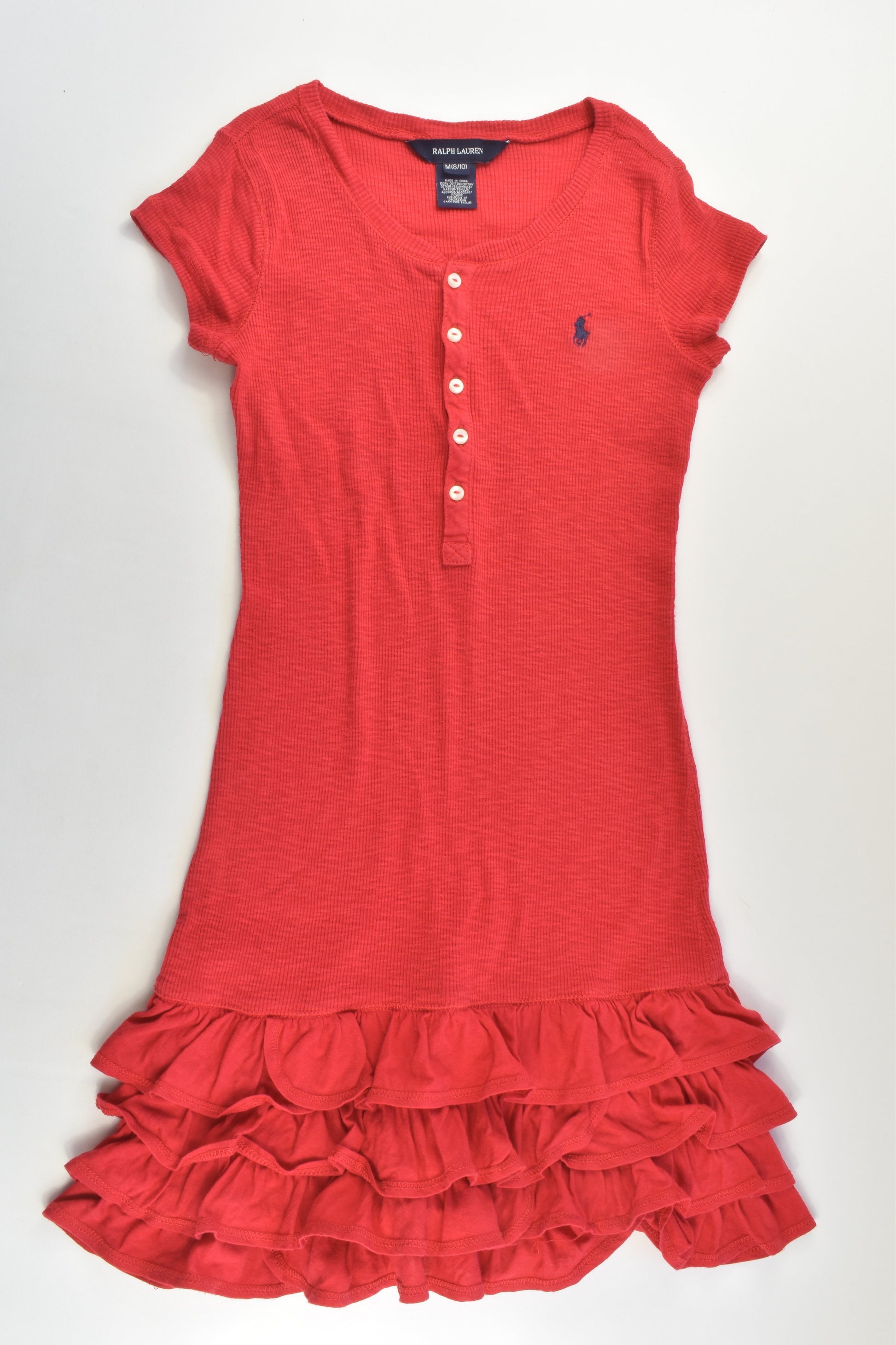 Ralph Lauren Size 8/10 Ribbed Ruffle Hem Dress