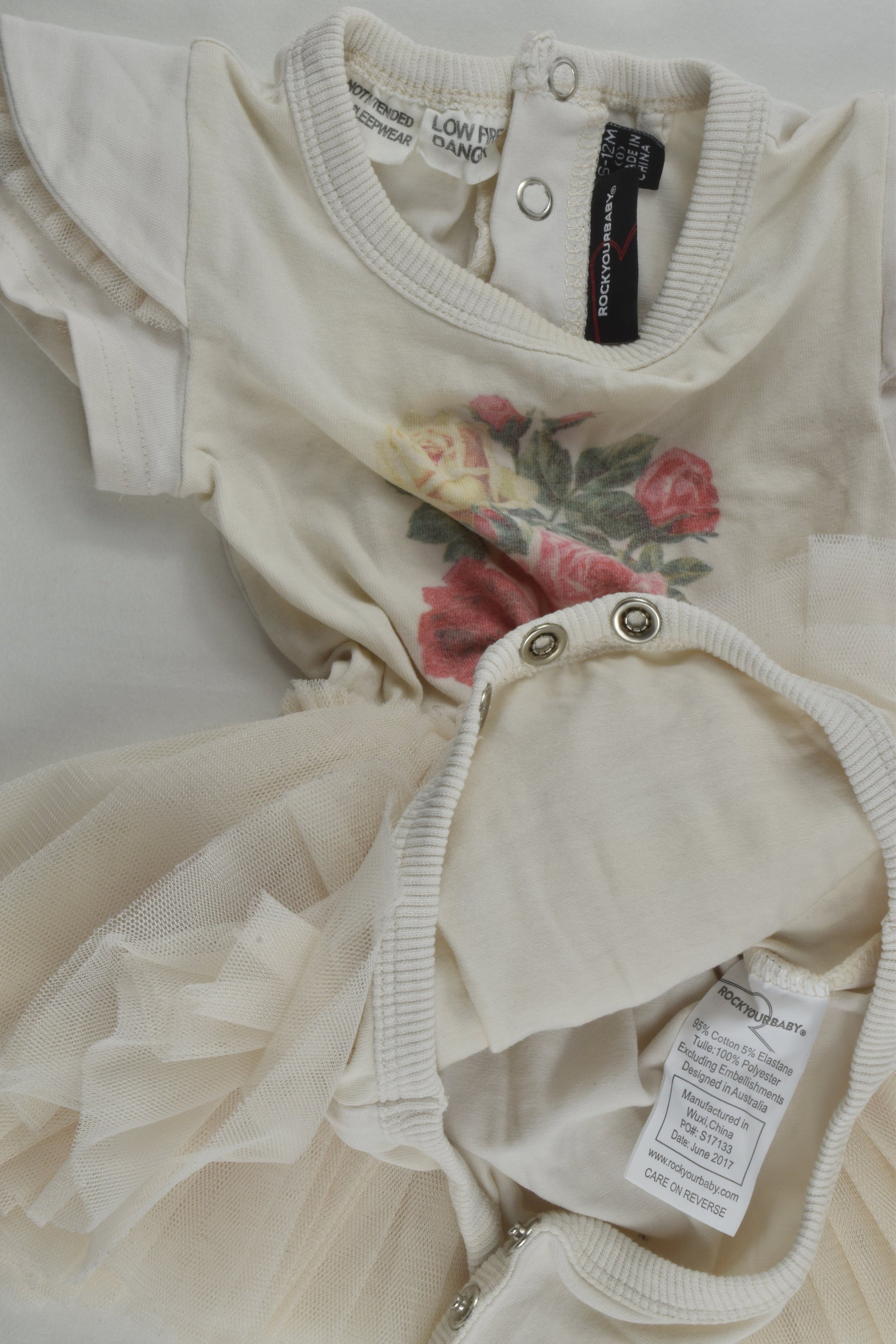 Rock Your Baby Size 0 Floral Tulle Bodysuit