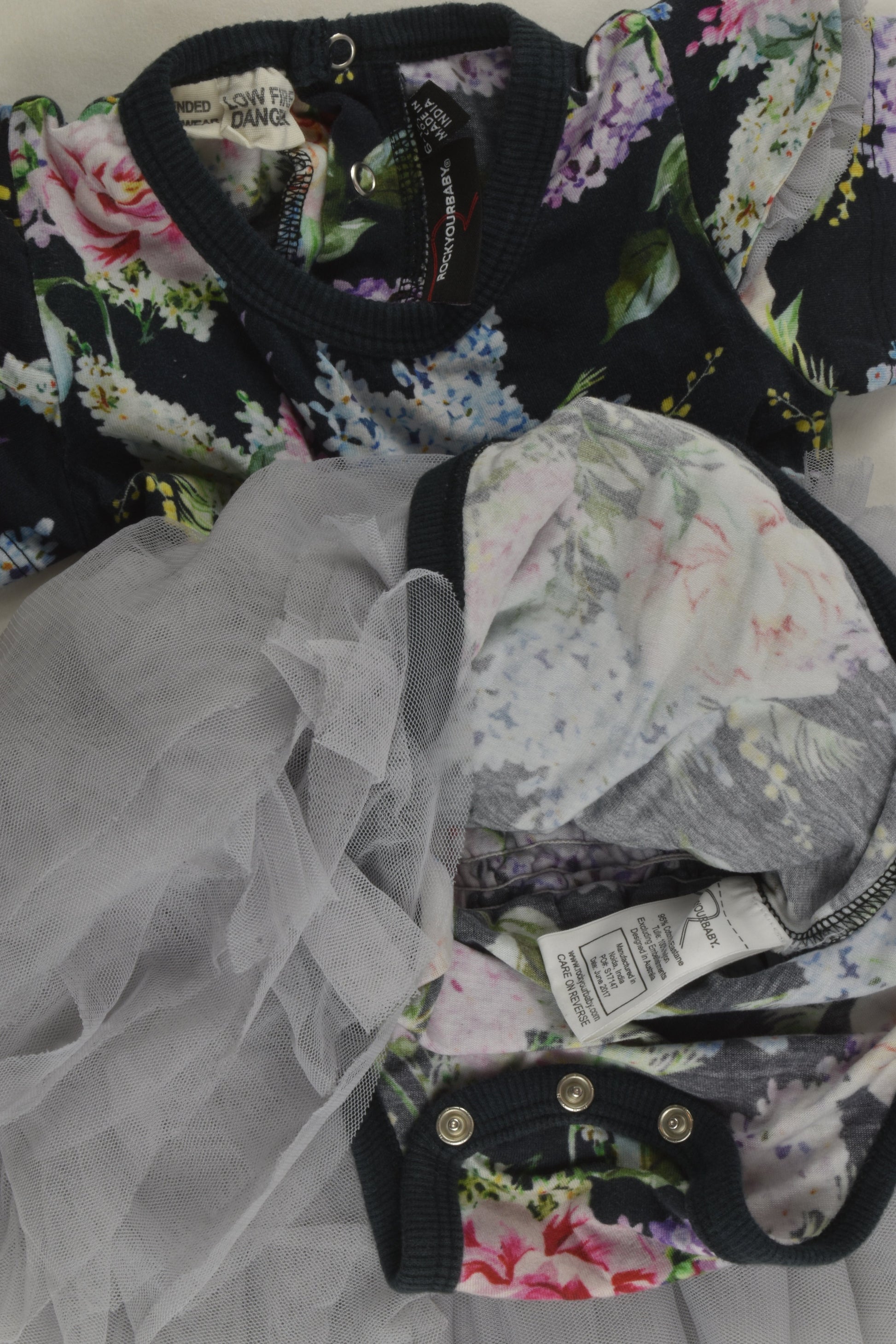 Rock Your Baby Size 0 Floral Tulle Bodysuit