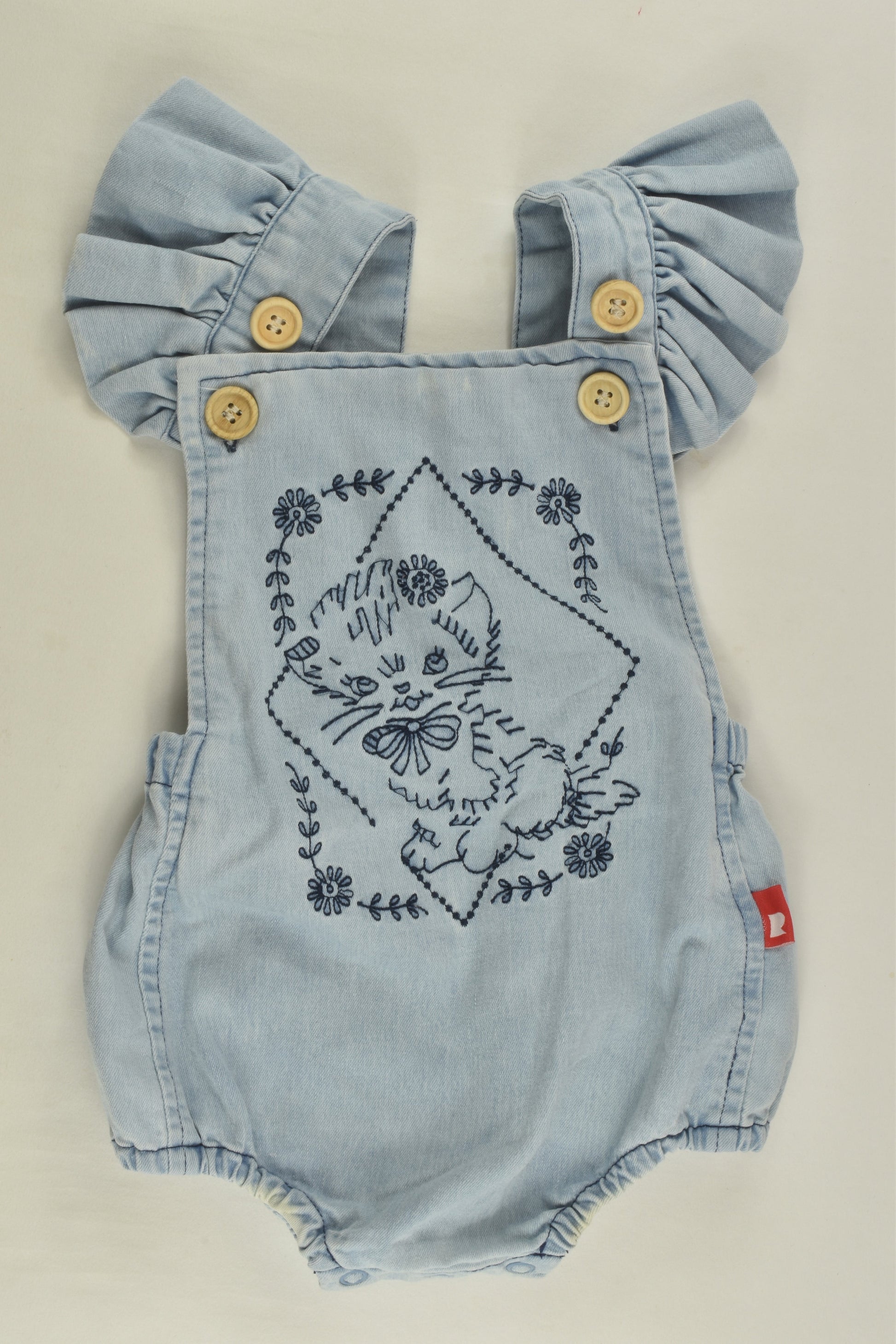 Rock Your Baby Size 0 Kitty Denim Bubble Romper