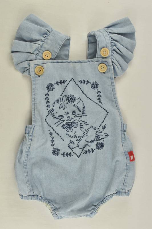 Rock Your Baby Size 0 Kitty Denim Bubble Romper