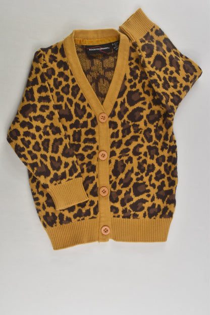 Rock Your Baby Size 0 Leopard Print Knit Cardigan