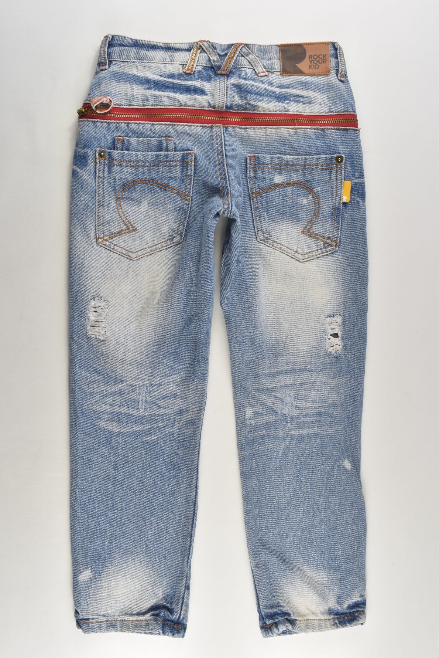 Rock Your Kid Size 6 Denim Pants with Checked Details