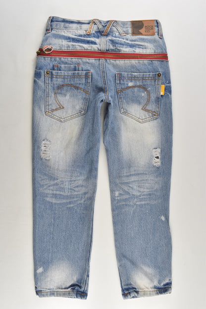Rock Your Kid Size 6 Denim Pants with Checked Details