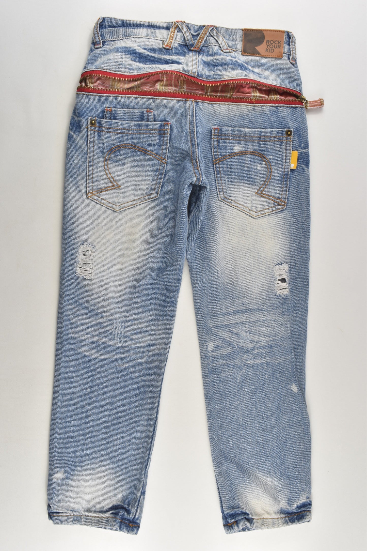 Rock Your Kid Size 6 Denim Pants with Checked Details