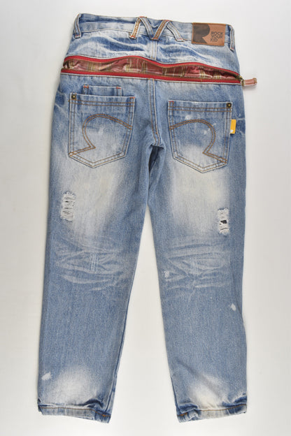 Rock Your Kid Size 6 Denim Pants with Checked Details