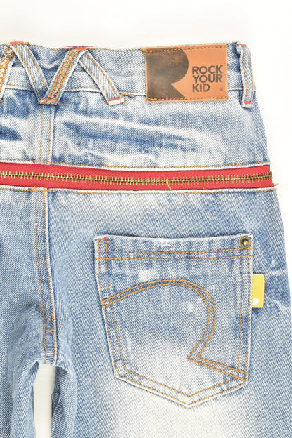 Rock Your Kid Size 6 Denim Pants with Checked Details