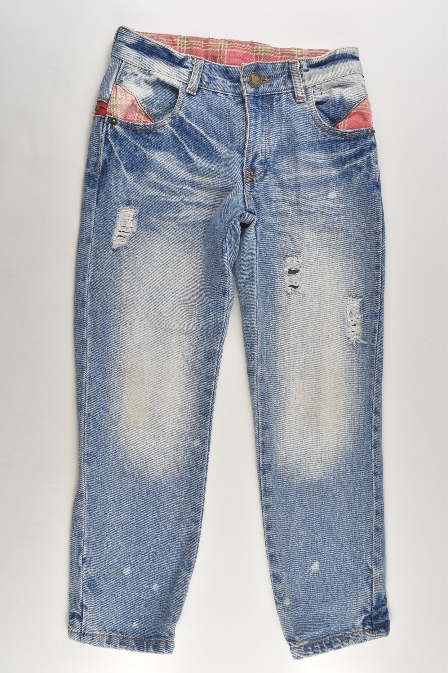 Rock Your Kid Size 6 Denim Pants with Checked Details