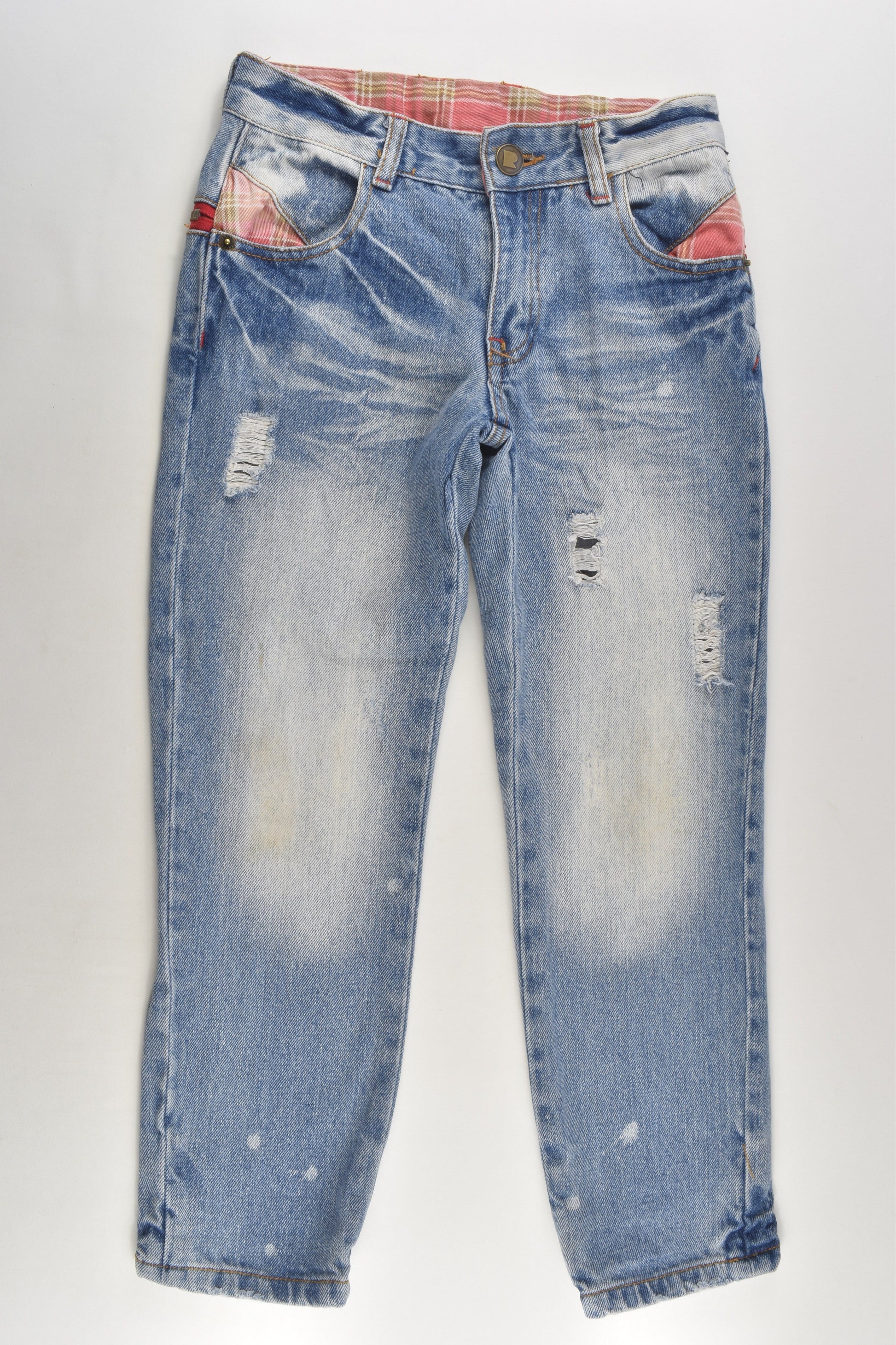 Rock Your Kid Size 6 Denim Pants with Checked Details