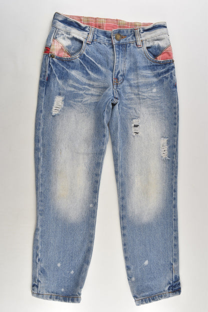 Rock Your Kid Size 6 Denim Pants with Checked Details