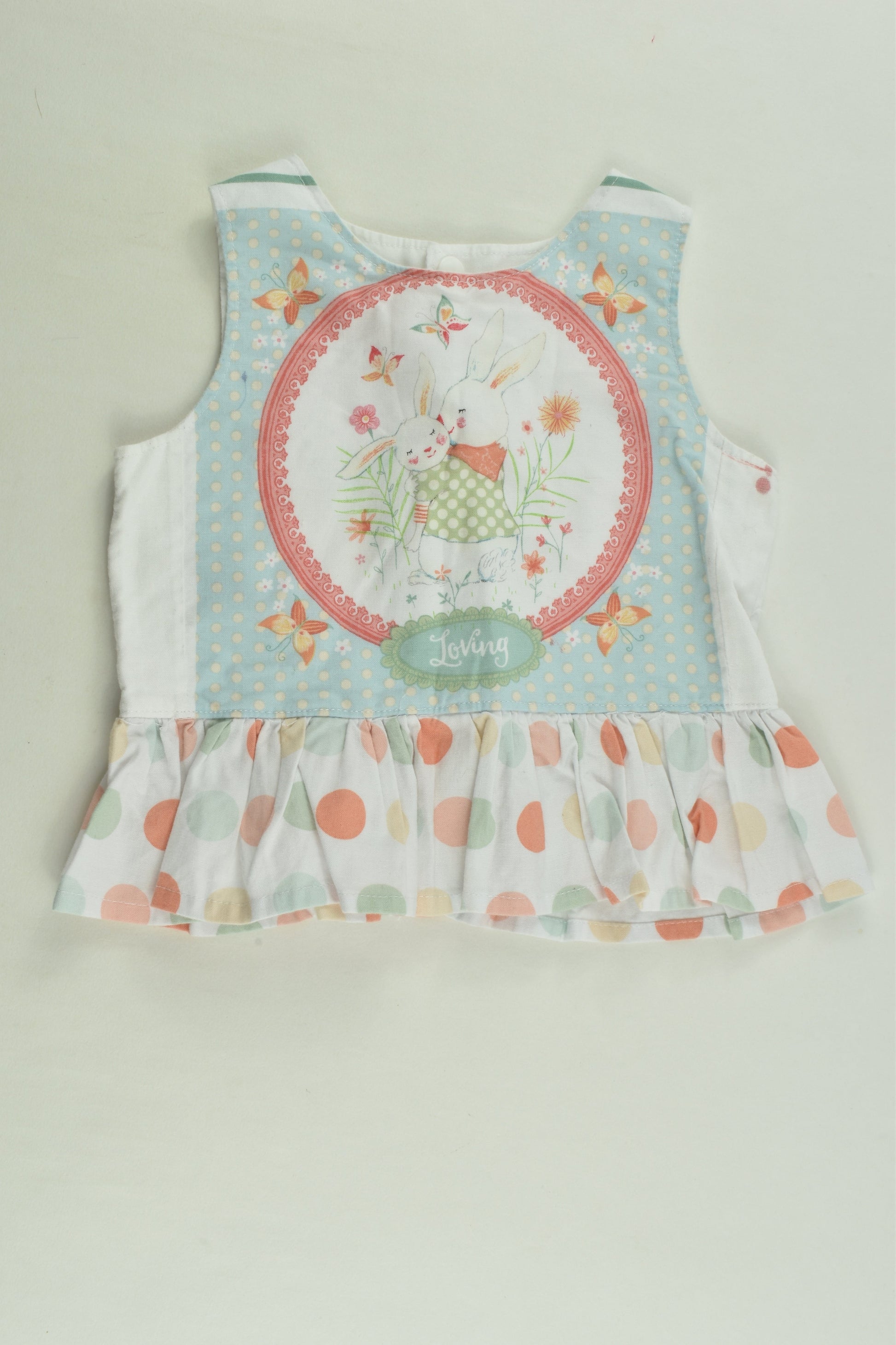 Rosie Cheeks Size1 'Loving' Bunnies Peplum Top
