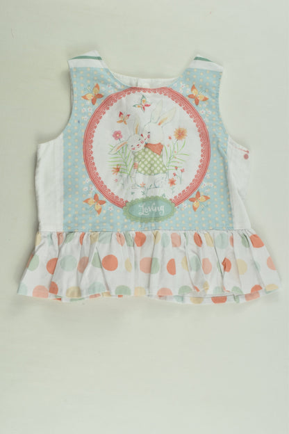 Rosie Cheeks Size1 'Loving' Bunnies Peplum Top