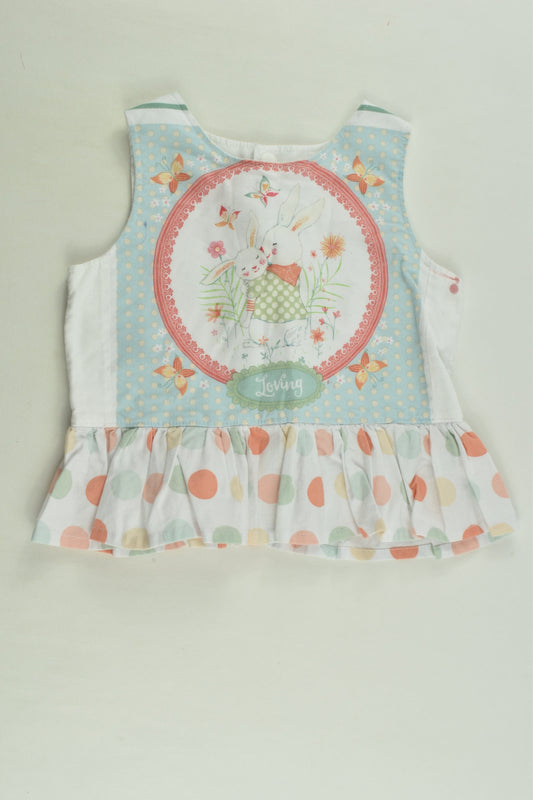 Rosie Cheeks Size1 'Loving' Bunnies Peplum Top
