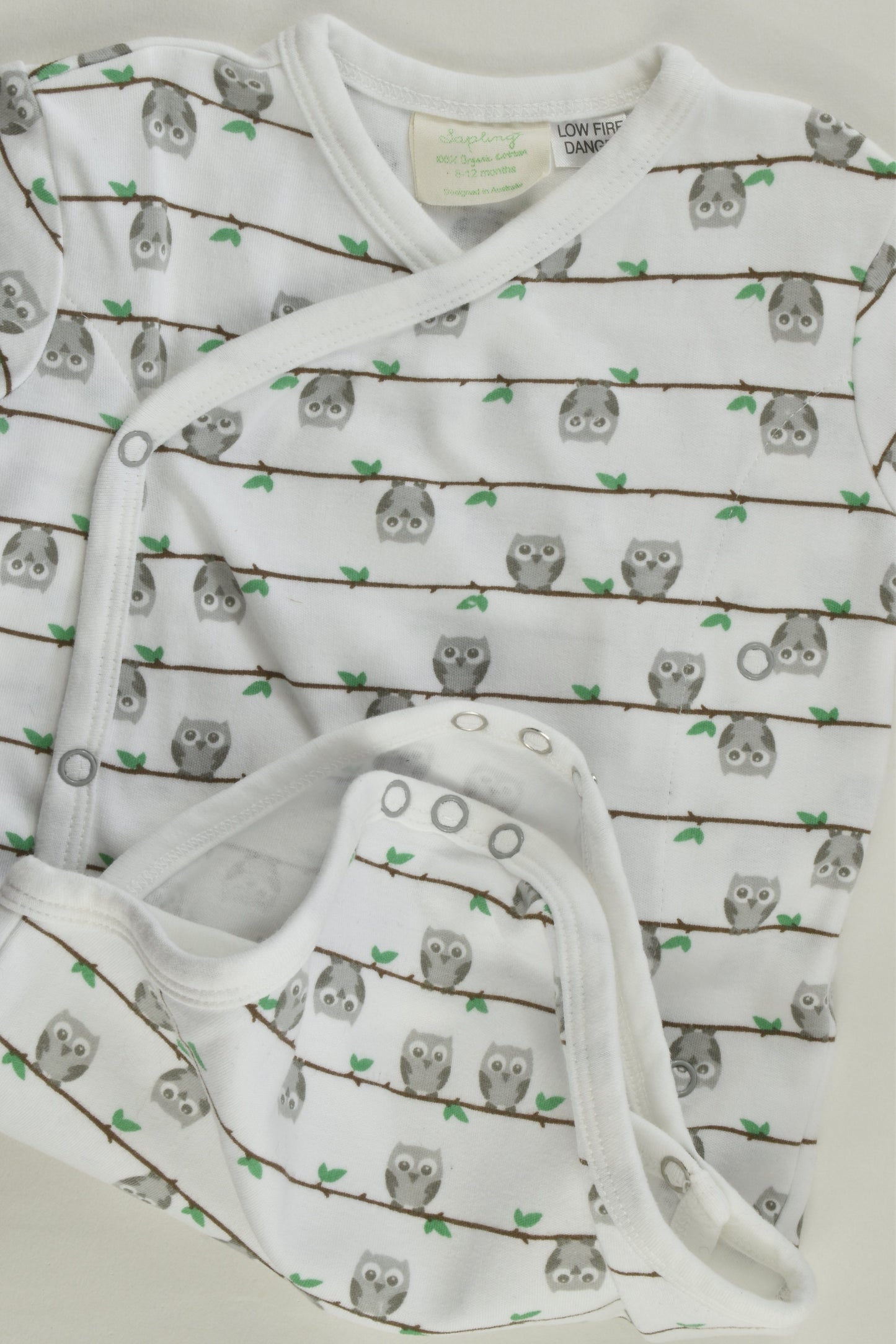 Sapling Size 0 Organic Owl Wrap Bodysuit