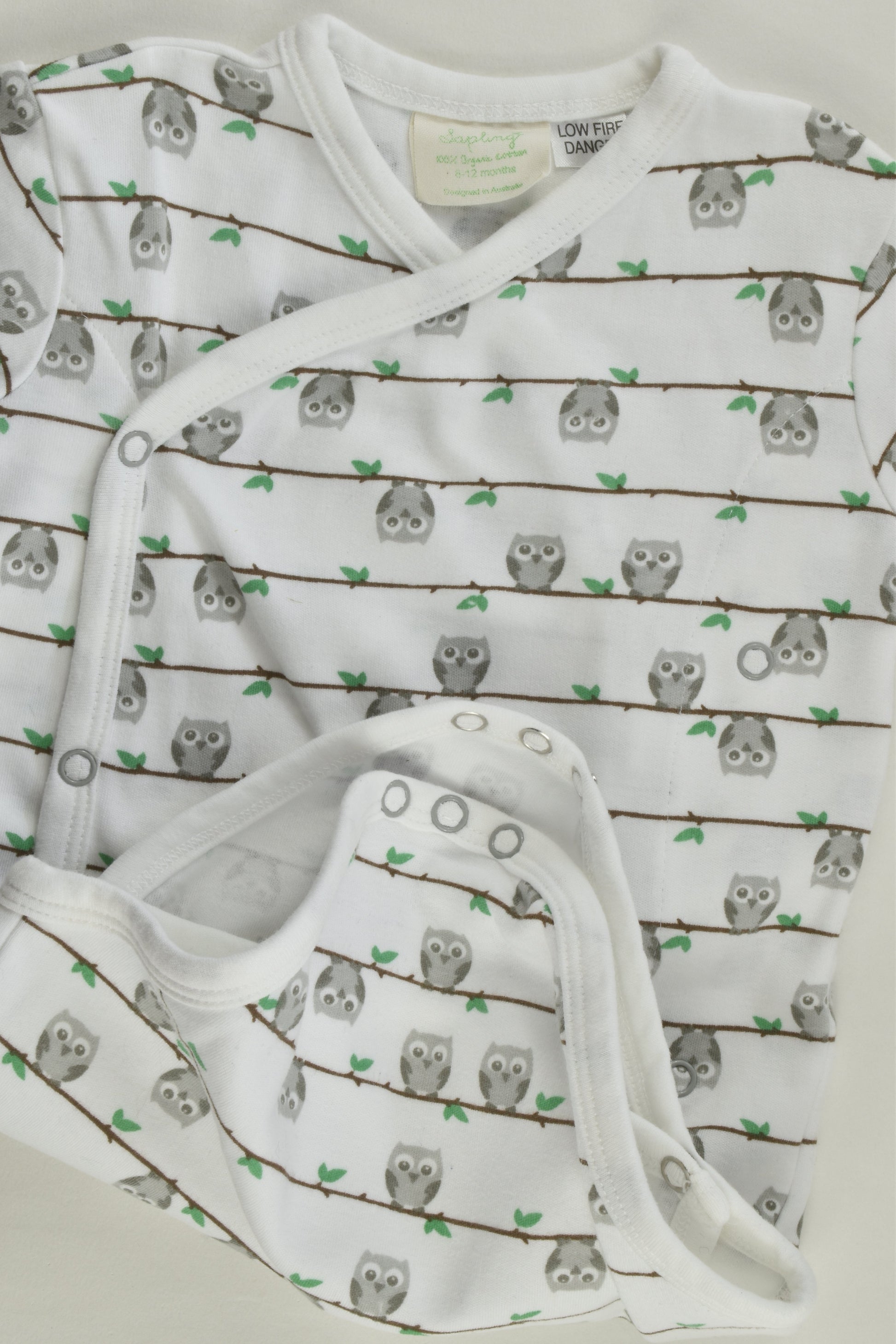 Sapling Size 0 Organic Owl Wrap Bodysuit