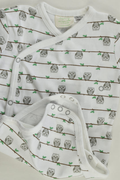 Sapling Size 0 Organic Owl Wrap Bodysuit