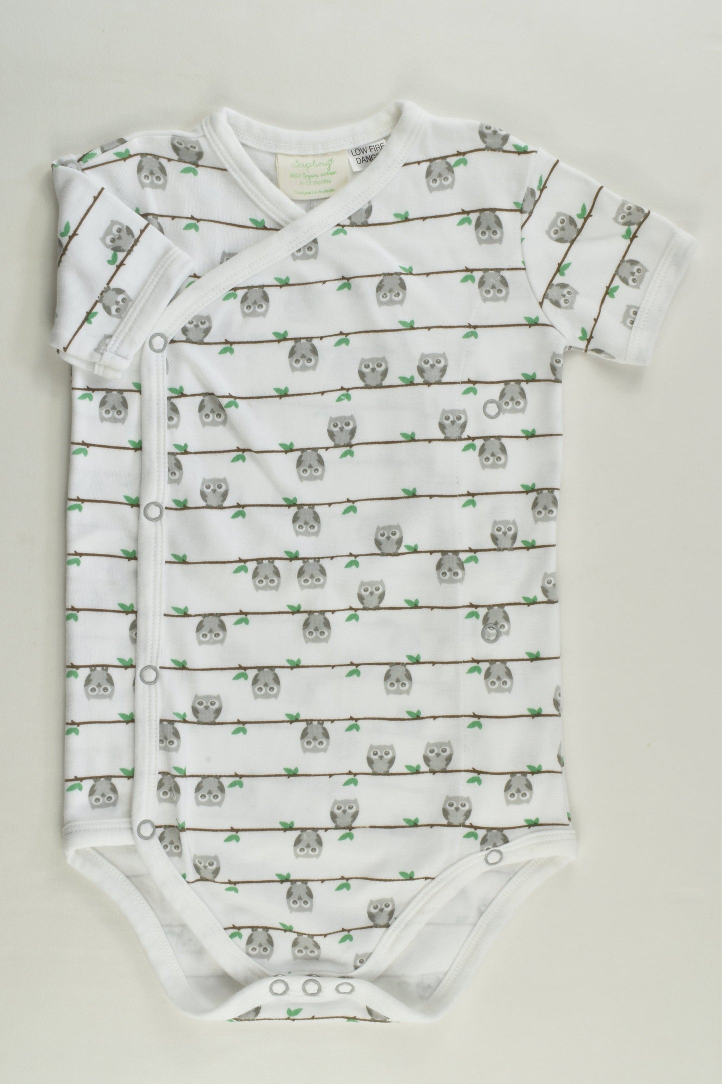 Sapling Size 0 Organic Owl Wrap Bodysuit