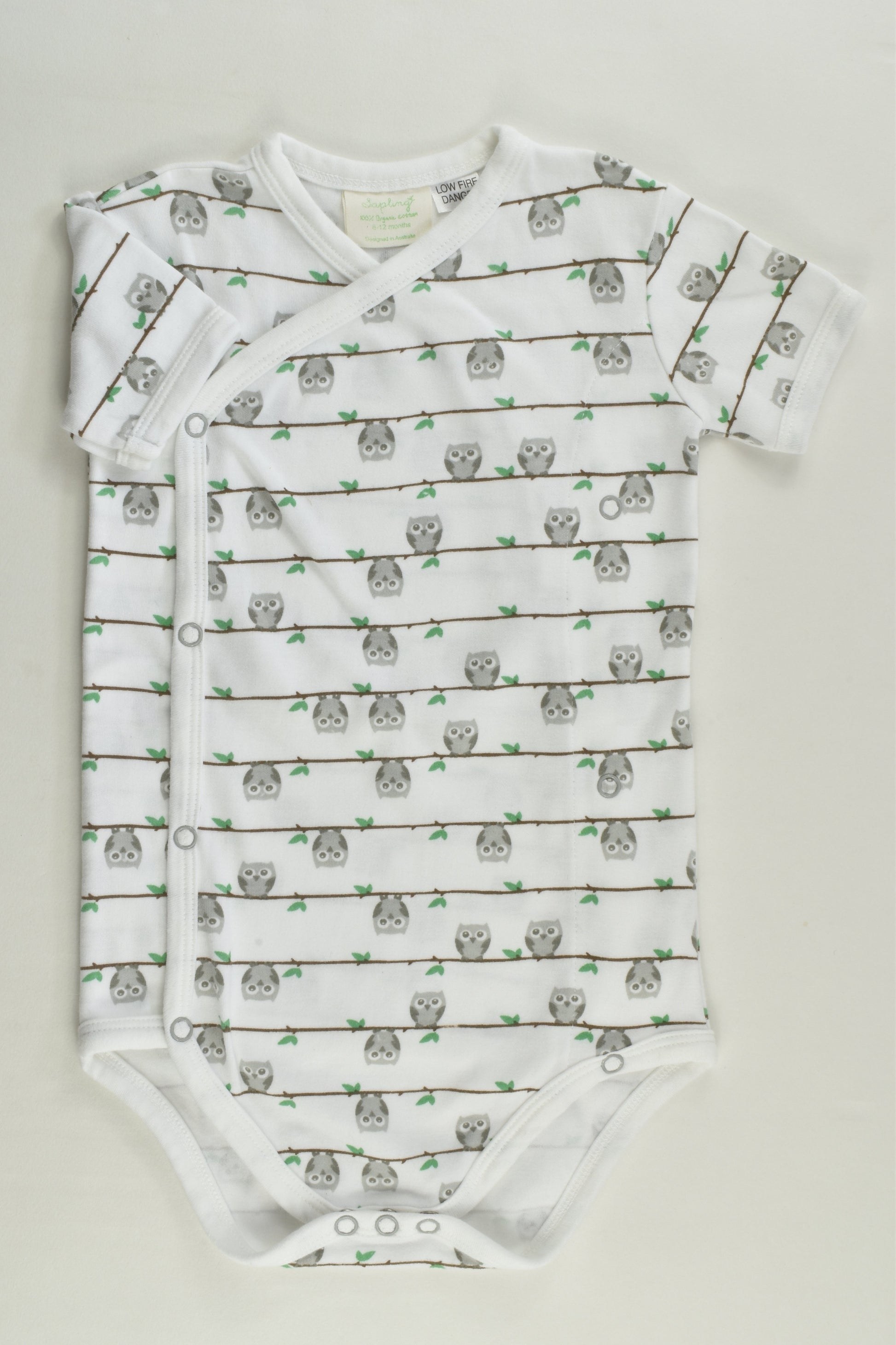 Sapling Size 0 Organic Owl Wrap Bodysuit