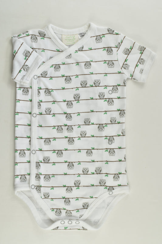 Sapling Size 0 Organic Owl Wrap Bodysuit