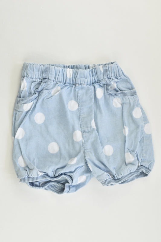 Seed Heritage Size 00 (3-6 months) Polka Dots Lightweight Denim Shorts
