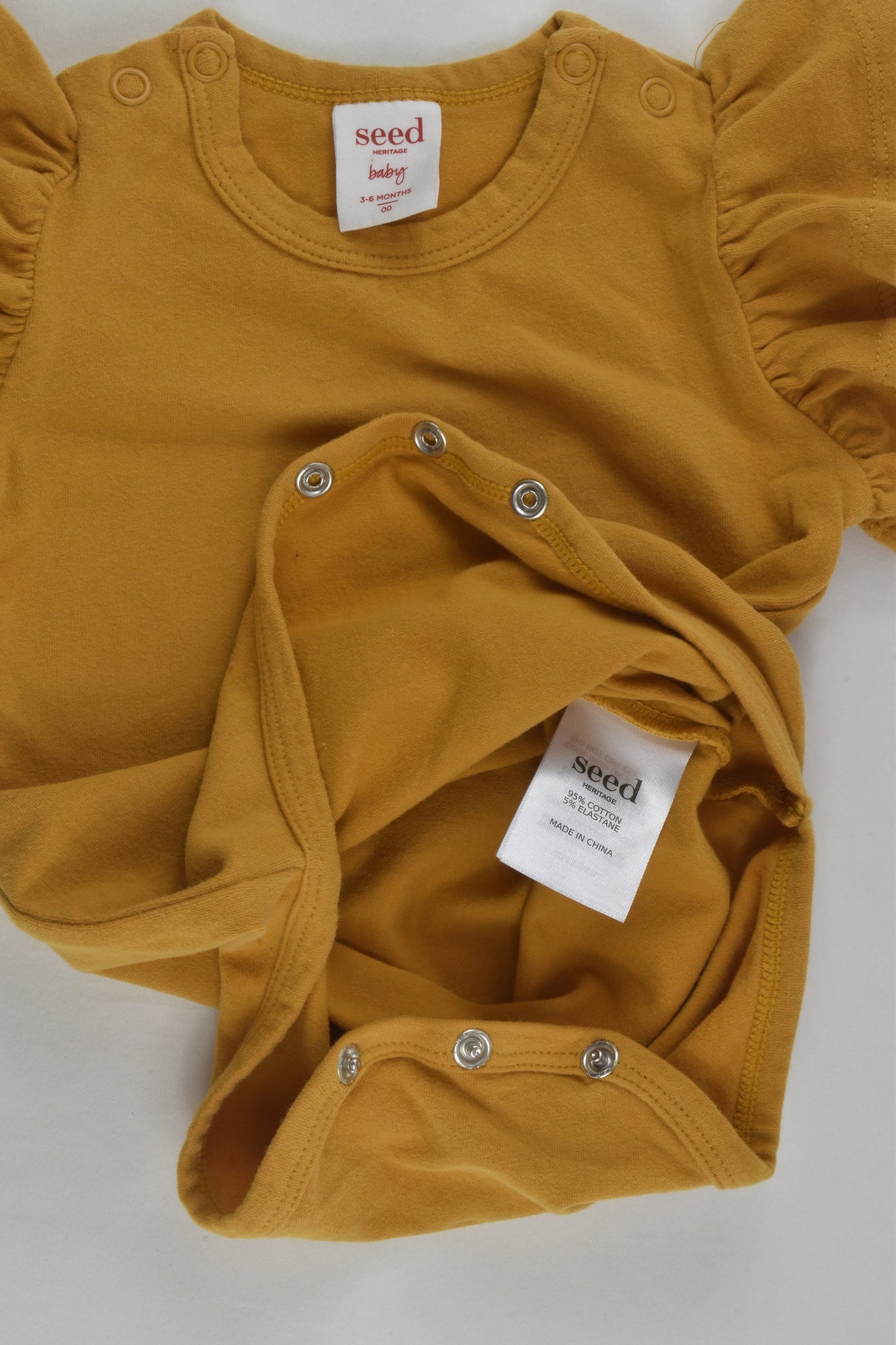 Seed Heritage Size 00 (3-6 months) Ruffle Sleeves Bodysuit