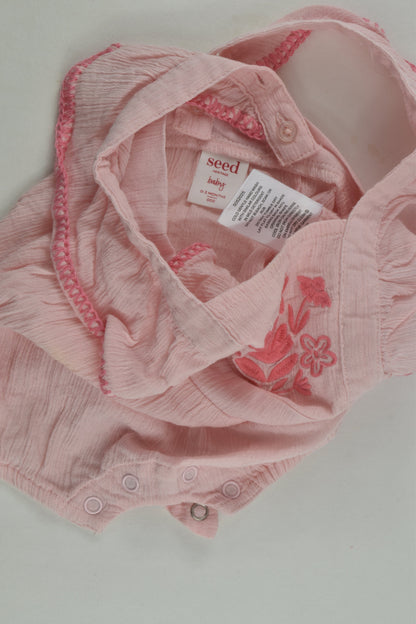 Seed Heritage Size 000 Muslin Embroidery Romper