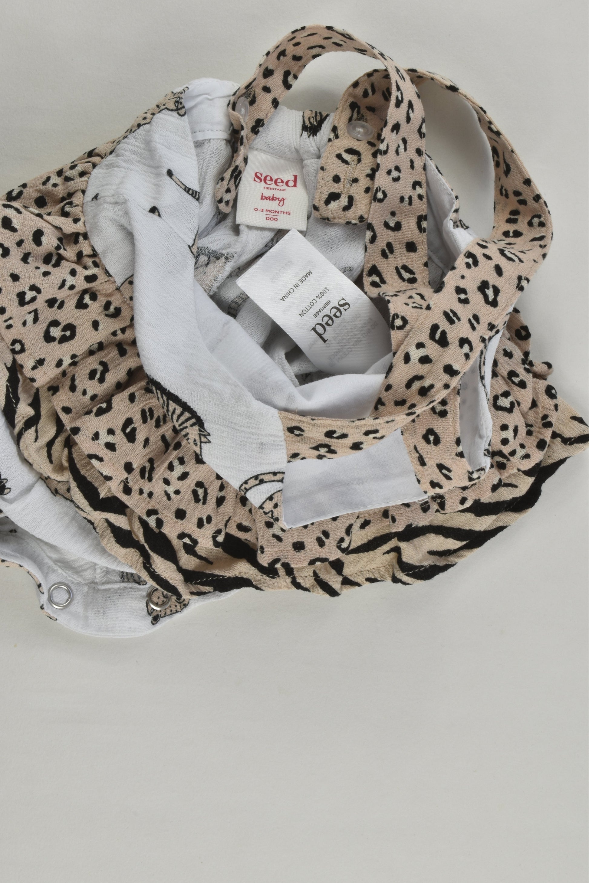 Seed Heritage Size 000 Zebra and Lepard Bubble Romper