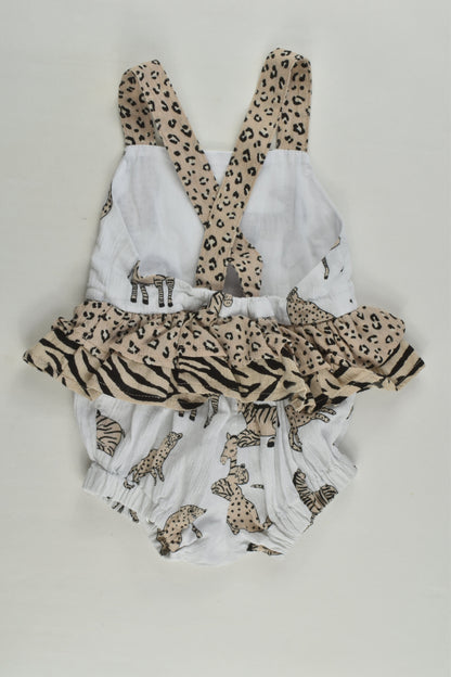 Seed Heritage Size 000 Zebra and Lepard Bubble Romper