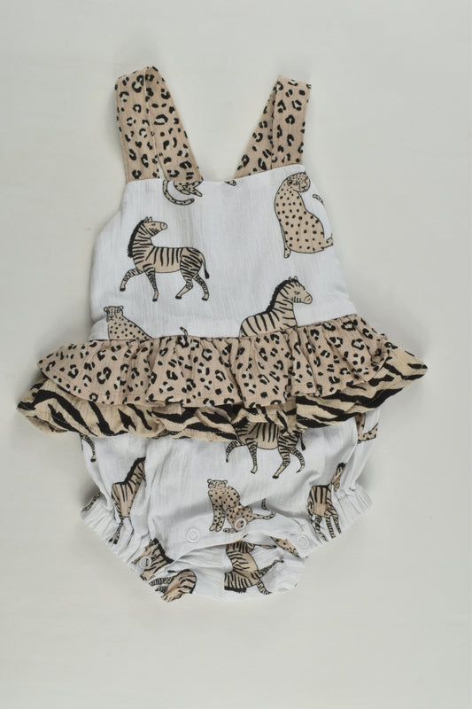 Seed Heritage Size 000 Zebra and Lepard Bubble Romper