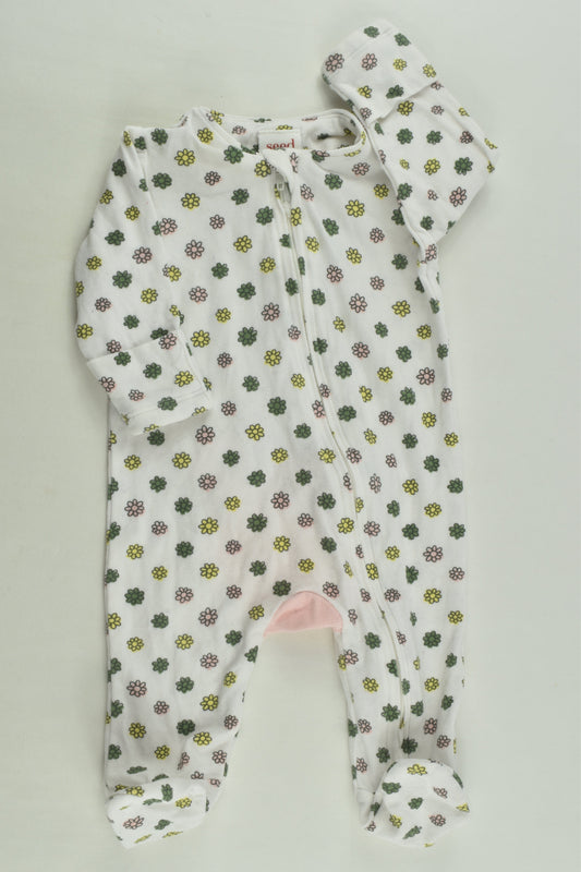 Seed Heritage Size 0000 Floral Footed Romper