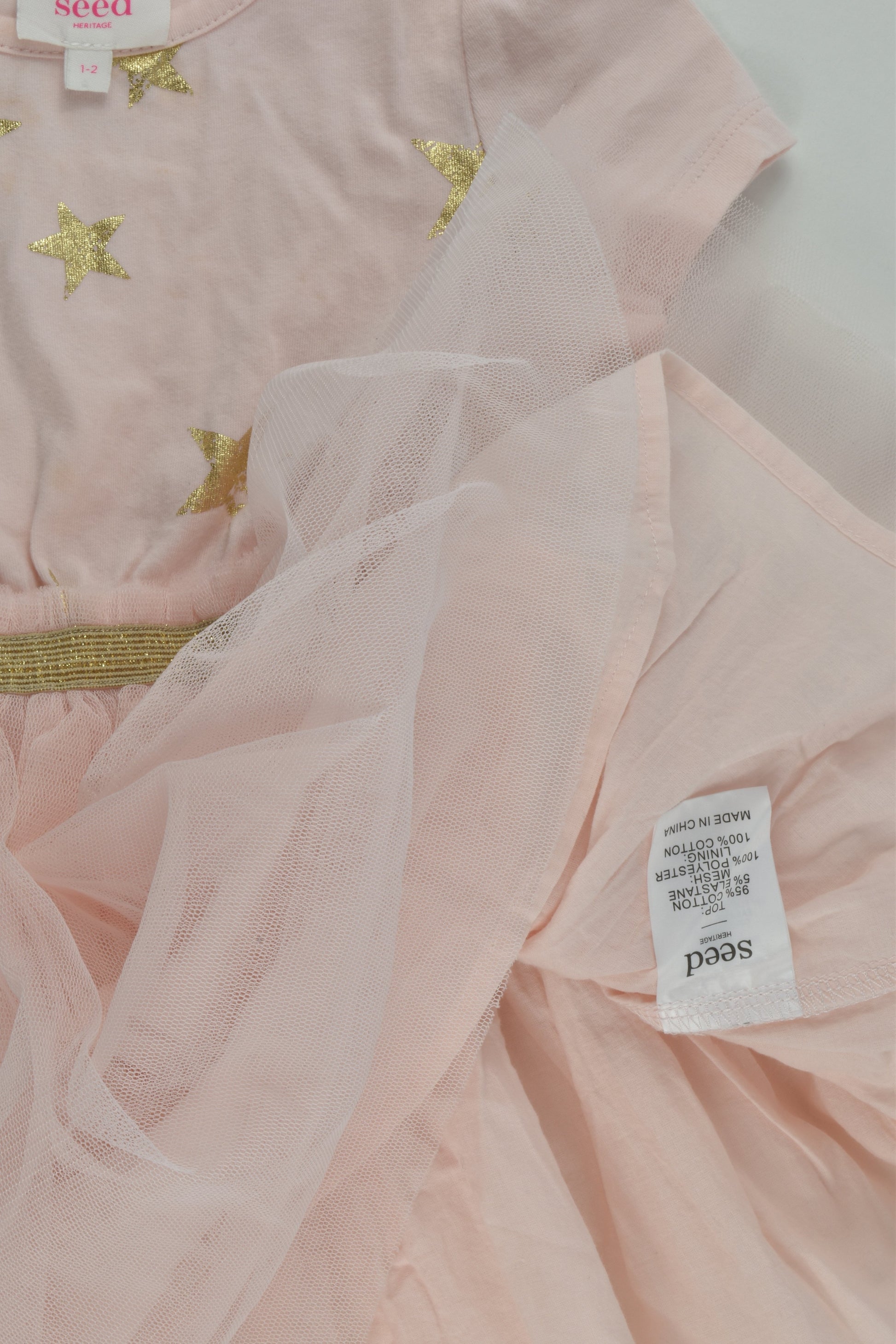 Seed Heritage Size 1-2 Stars Lined Tulle Dress