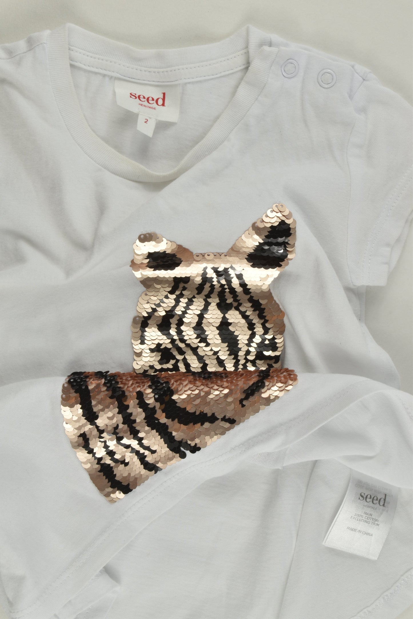 Seed Heritage Size 2 Zebra Sequins T-shirt