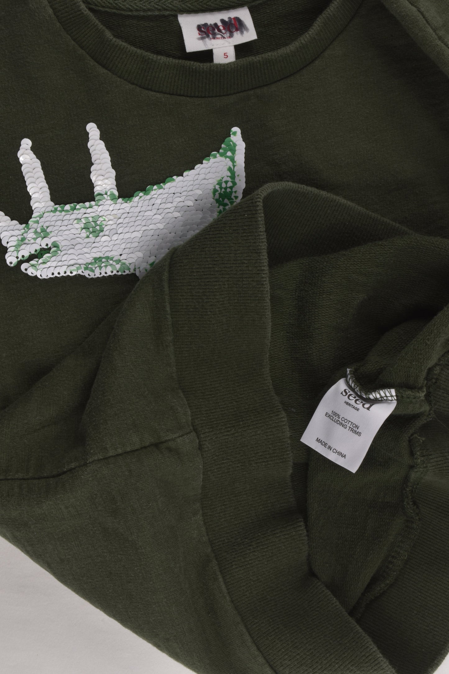 Seed Heritage Size 5 Dinosaur Reversible Sequins Sweater