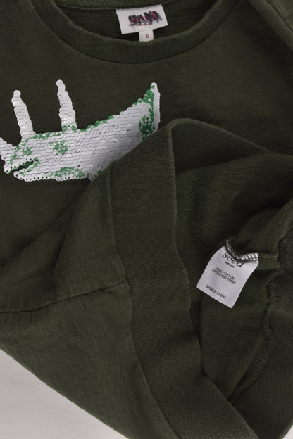 Seed Heritage Size 5 Dinosaur Reversible Sequins Sweater