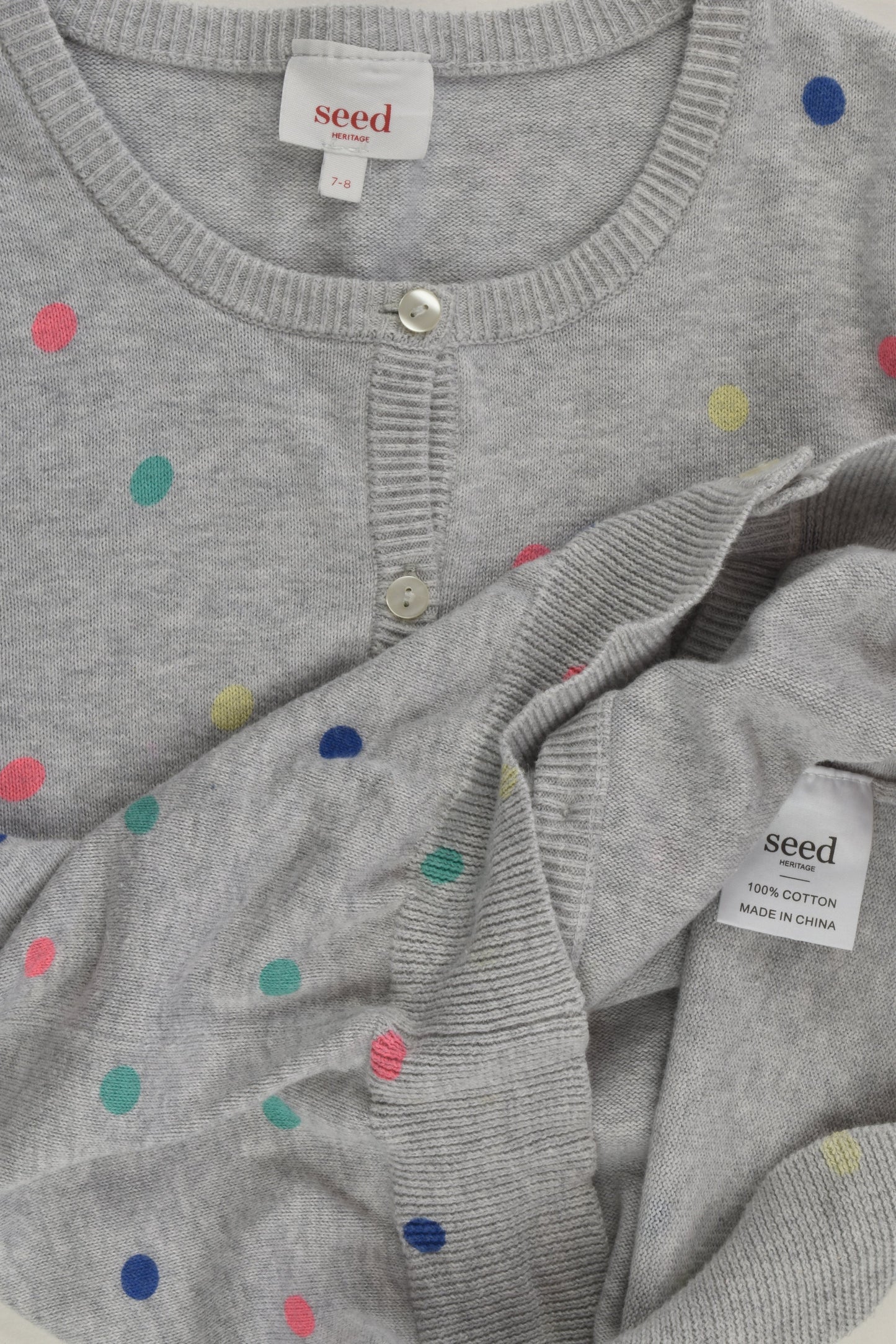Seed Heritage Size 7-8 Colourful Dots Knit Cardigan