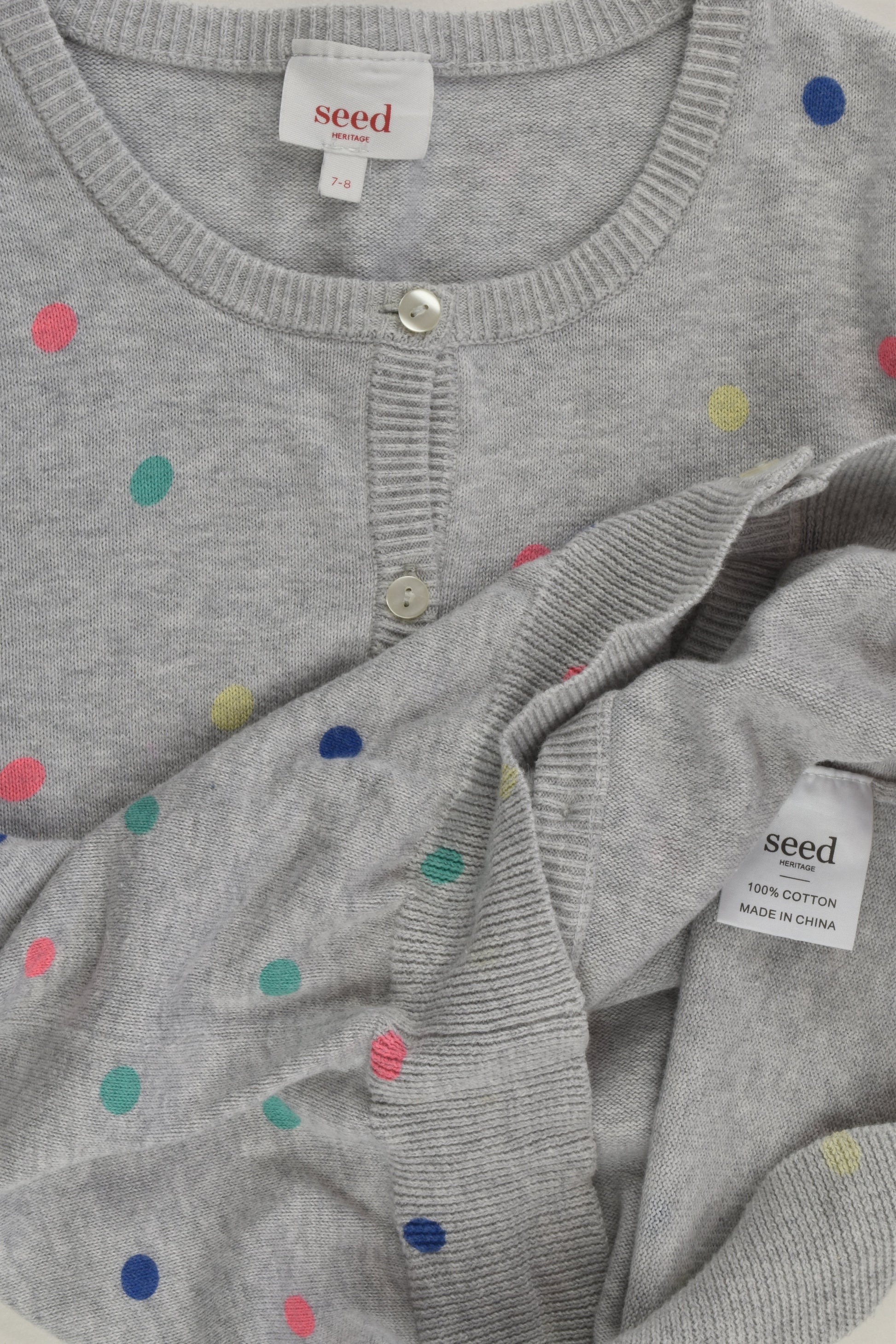Seed Heritage Size 7-8 Colourful Dots Knit Cardigan