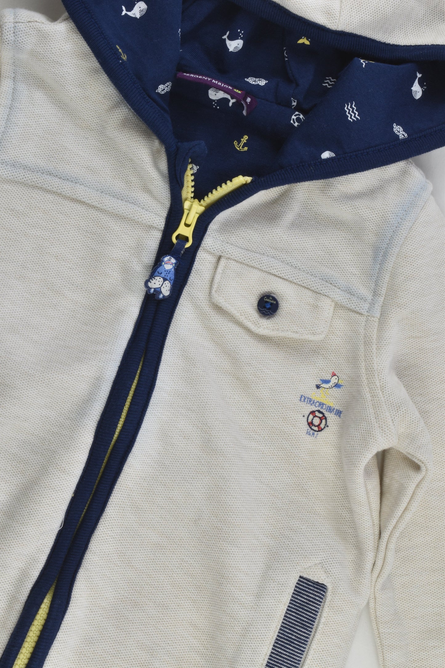 Sergent Major Size 1-2 (24 months) 'Mon Capitaine' Hooded Zip Jumper