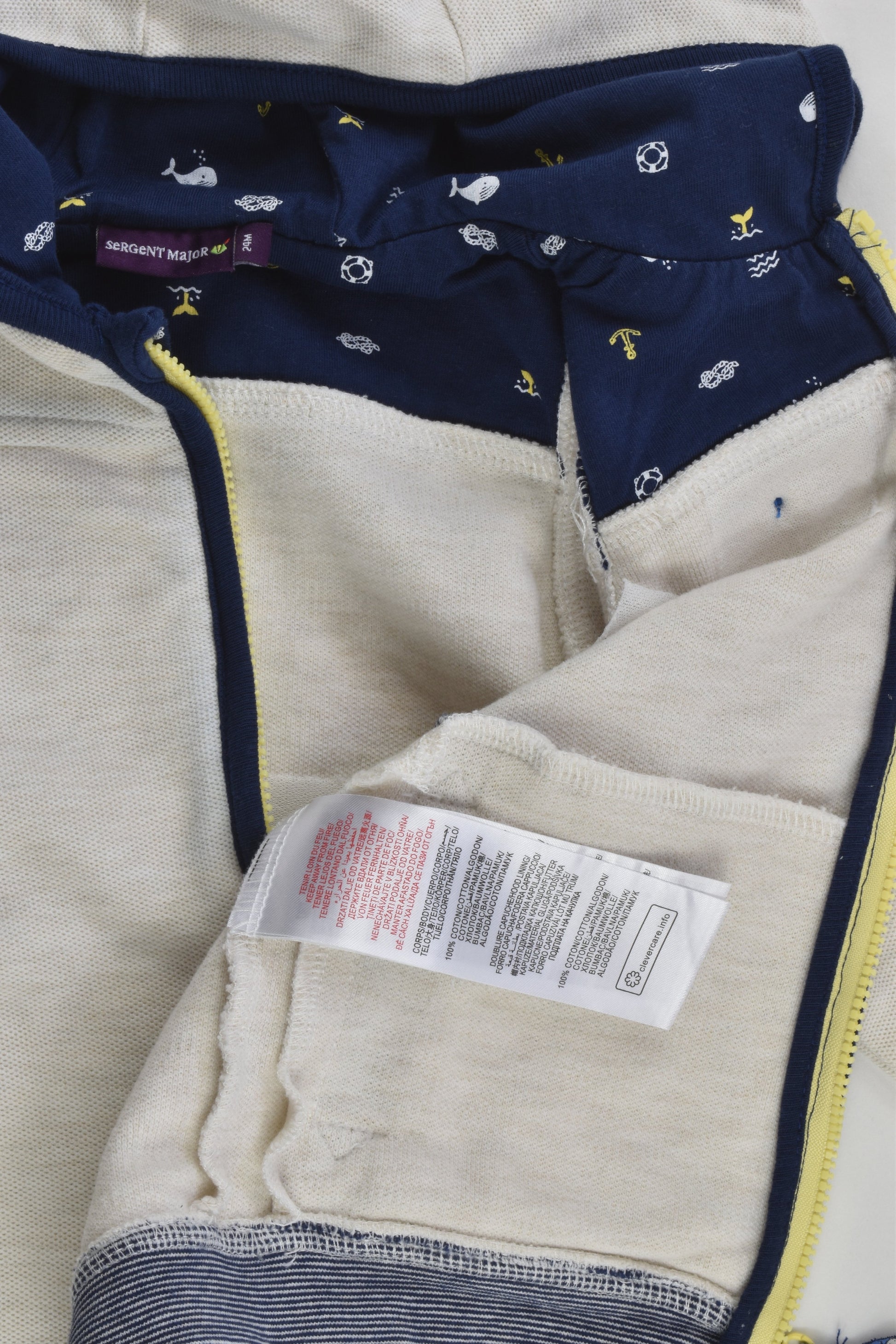 Sergent Major Size 1-2 (24 months) 'Mon Capitaine' Hooded Zip Jumper