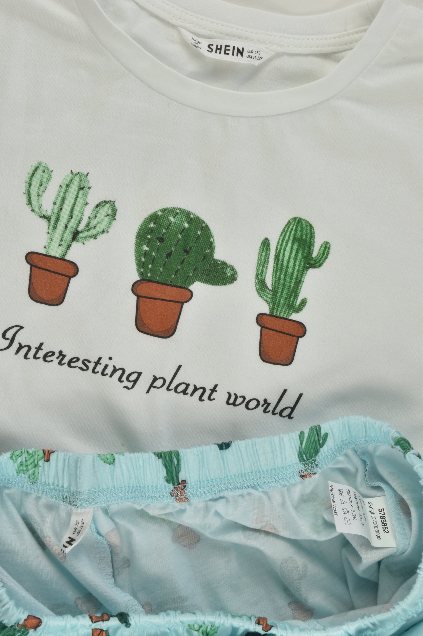 Shein Size 11-12 (152 cm) 'Interesting Plant World' Short Pyjamas