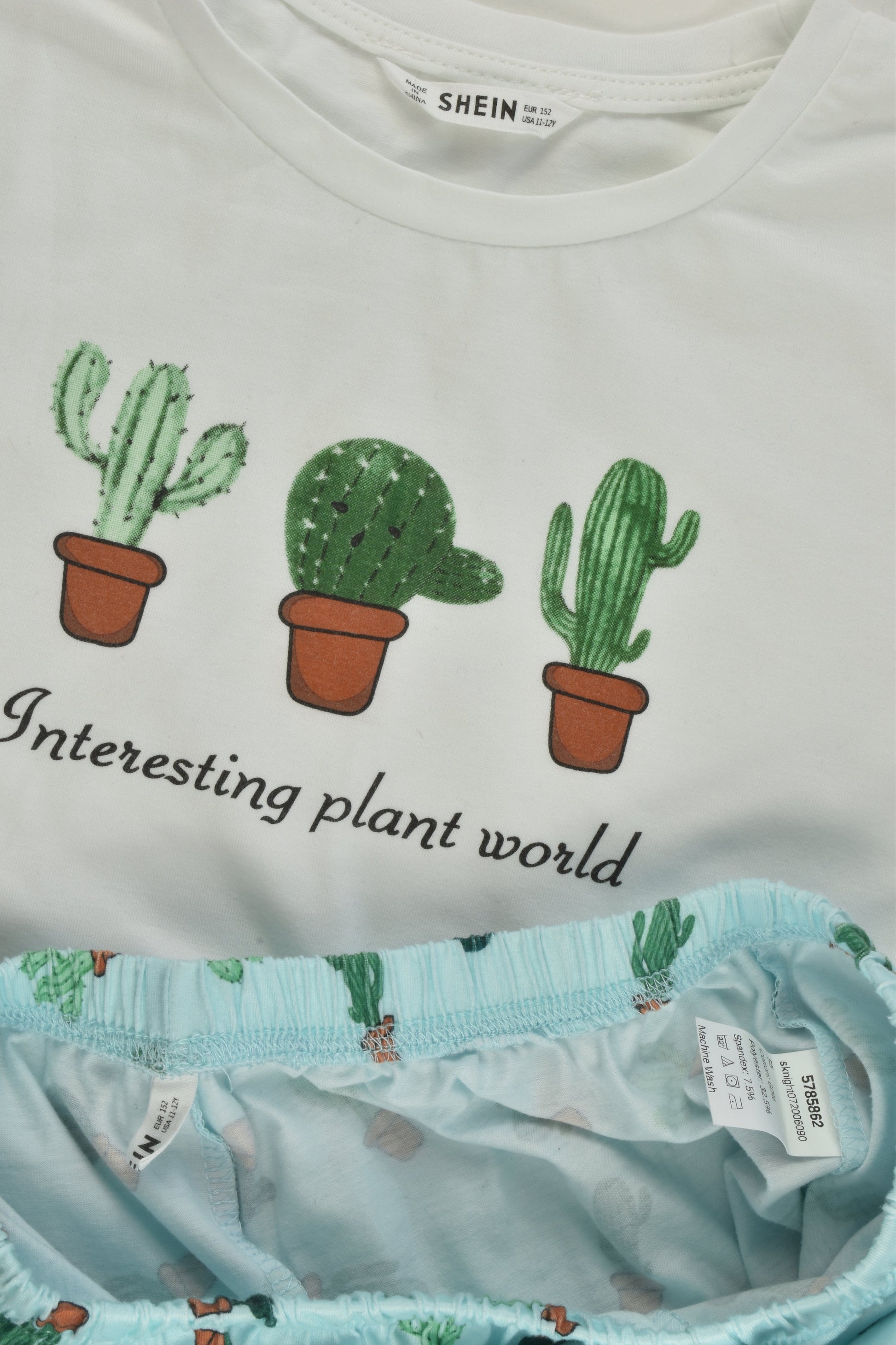 Shein Size 11-12 (152 cm) 'Interesting Plant World' Short Pyjamas