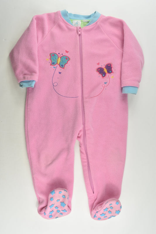 Snugtime Size 2 Butterflies Lined Fleece Sleep Suit