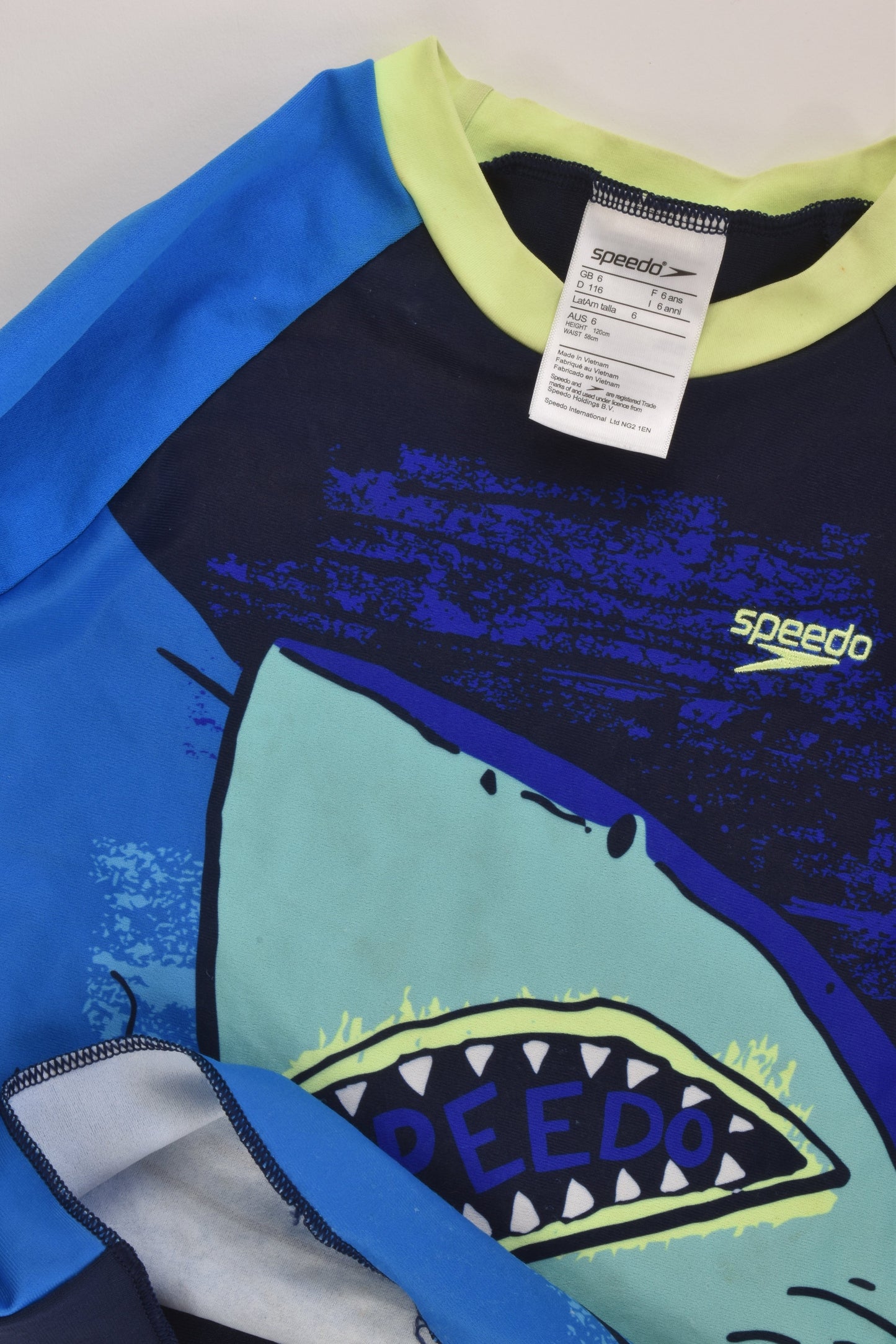 Speedo Size 6 Shark Rashie Top